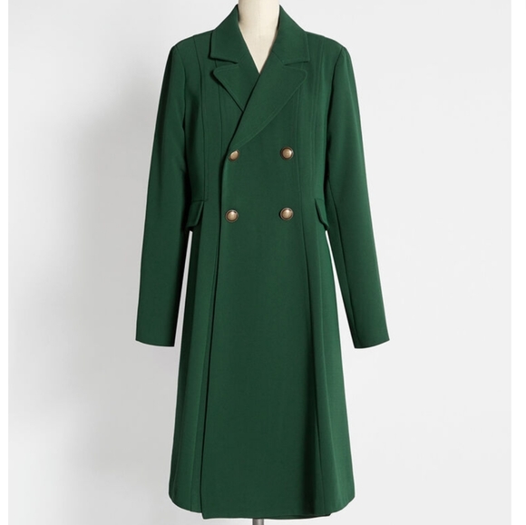 Modcloth Green Coat - Picture 1 of 10